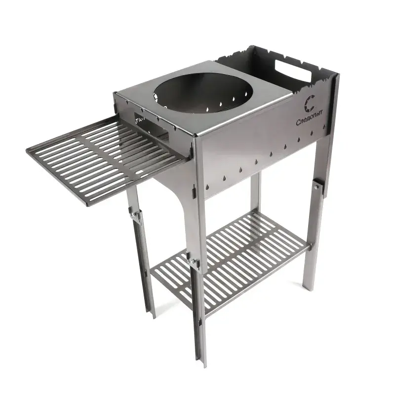 Мангал складной, 718х310х752 мм, со столиком и подставкой под казан, толщина 2 мм, в сумке, СЛЕДОПЫТ