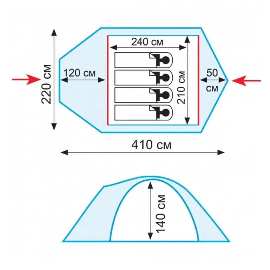 Палатка Lair 4 v2, зеленый, Tramp