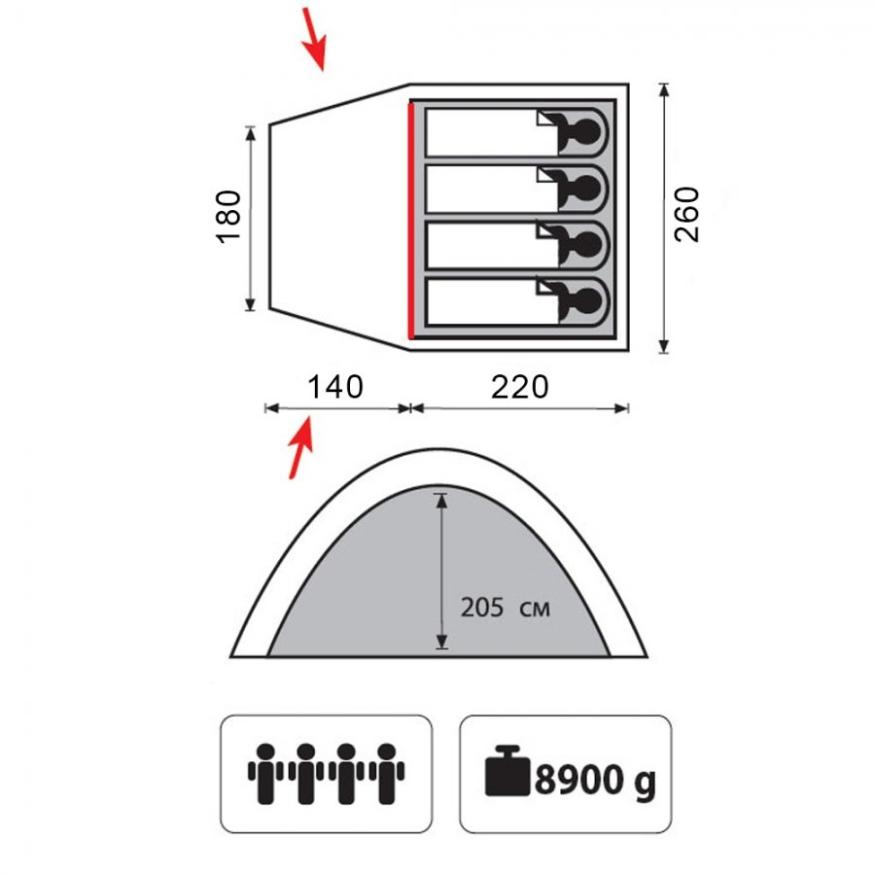 Палатка Bell 4 v2, песочный цвет, Tramp